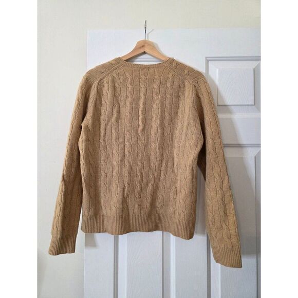 Polo ralph lauren Cable-Knit Wool-Cashmere V-Neck Sweater L  Camel Melange $198 - Picture 5 of 9